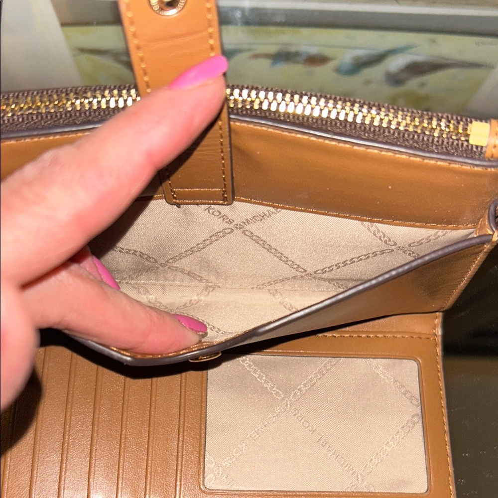 Michael Kors Dark Brown Wristlet with Gold Accents - Picture 10 of 15